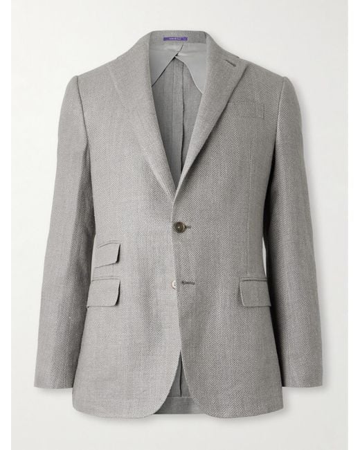 Ralph Lauren Gray Kent Herringbone Linen for men