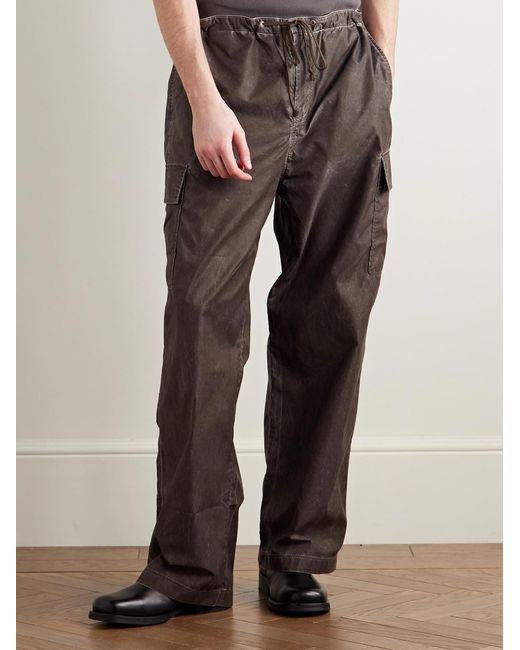 Our Legacy Gray Way Straight-Leg Shell Drawstring Cargo Trousers for men