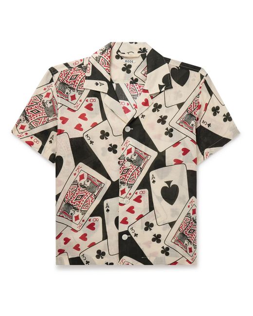 Bode Pink Ace Of Spades Camp-collar Printed Voile Shirt for men