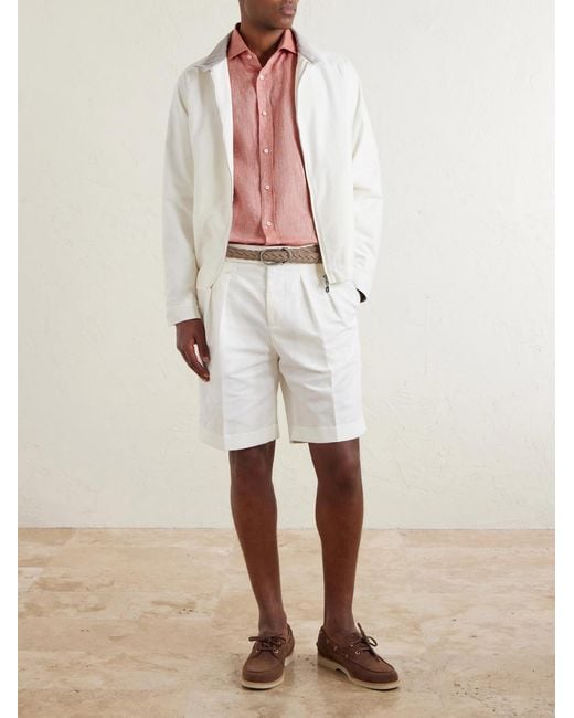 Brunello Cucinelli Pink Cutaway-collar Linen Shirt for men