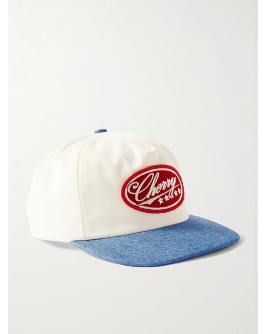 CHERRY LA White Five Star Logo-Appliquèd Canvas-Trimmed Cotton-Twill Baseball Cap