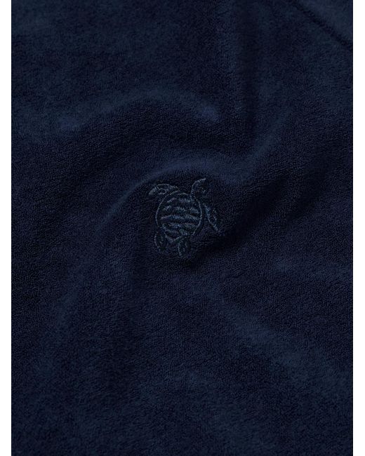 Vilebrequin Blue Phoenix Logo-Embroidered Cotton-Blend Terry Polo Shirt for men