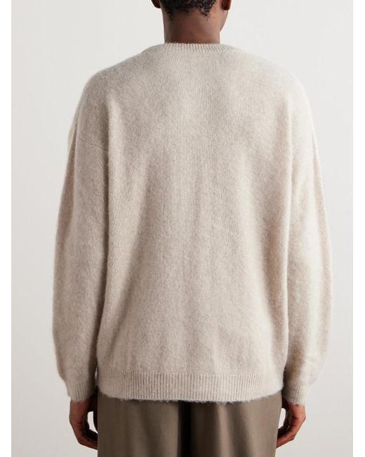 SSAM White Brushed Cashmere Sweater for men