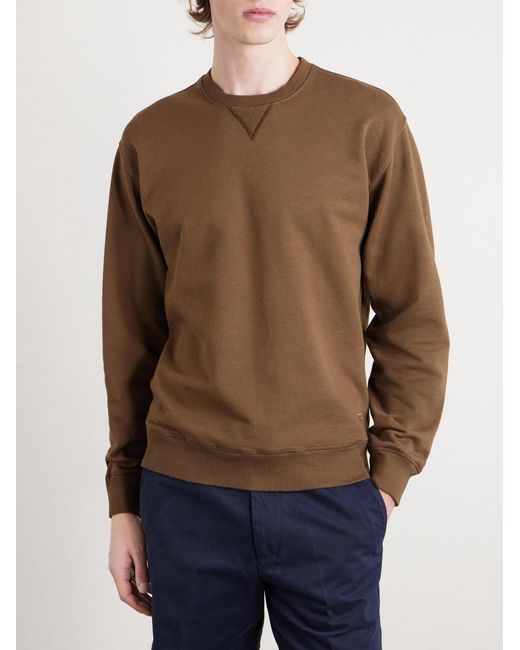 Tom Ford Brown Logo-embroidered Cotton-jersey Sweatshirt for men