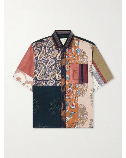 Kardo Blue Yuto Patchwork Cotton Shirt for men