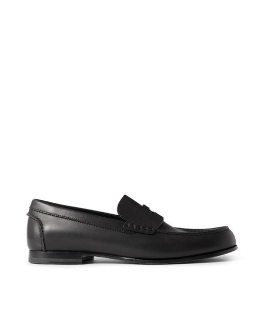 Dunhill Black Heddon Flex Leather Penny Loafers for men