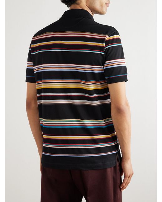 Paul Smith Black Striped Cotton-Piqué Polo Shirt for men
