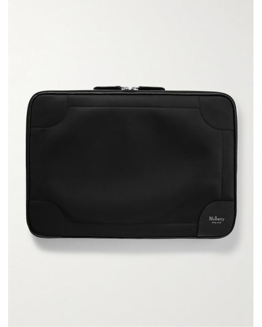 Mulberry Black Leather-trimmed Nylon Laptop Case for men