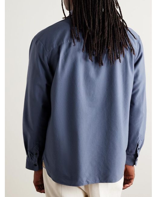 A.P.C. Blue Mateo Button-down Collar Logo-embroidered Cotton Shirt for men