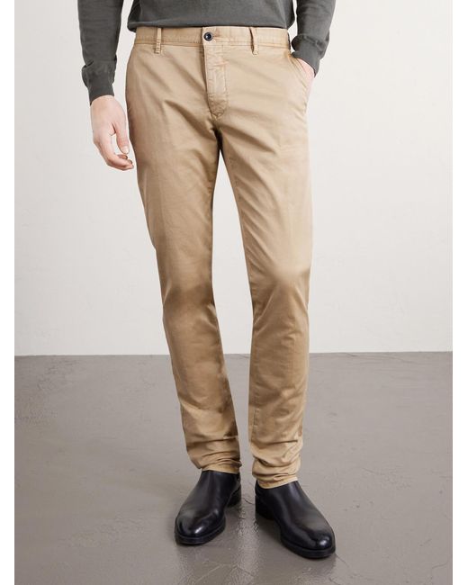 Slowear Natural Slim-fit Tapered Stretch-cotton Gabardine Trousers for men