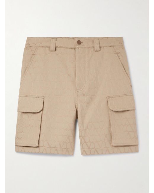 Valentino Garavani Natural Toile Iconographe Straight-leg Logo-jacquard Cotton-blend Cargo Shorts for men