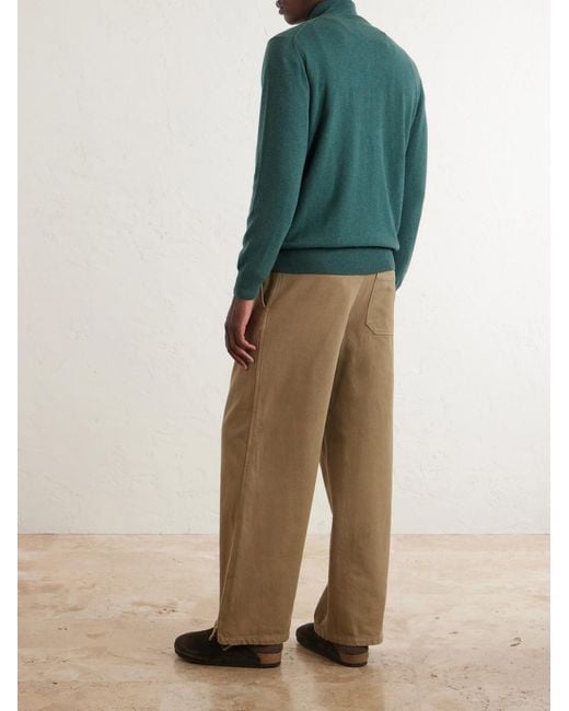 Altea Green Virgin Wool Half-zip Sweater for men