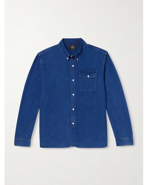 RRL Blue Button-down Collar Cotton Oxford Shirt for men