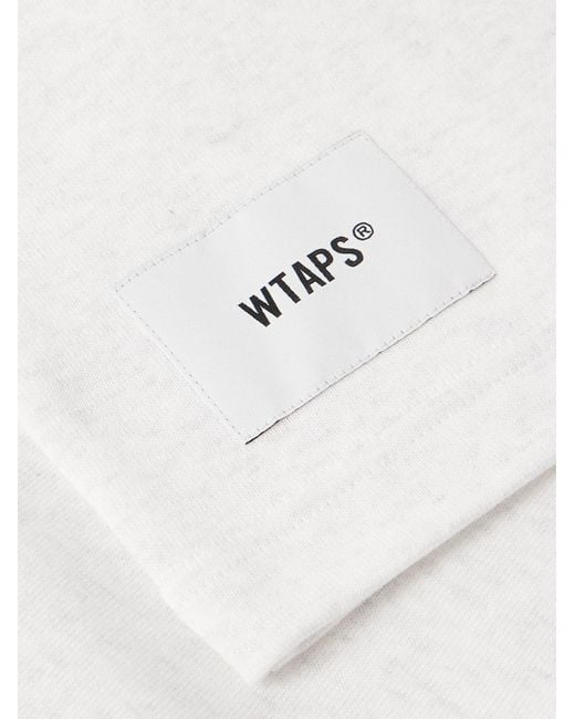 (w)taps White Sign Logo-Appliquéd Cotton-Jersey T-Shirt for men