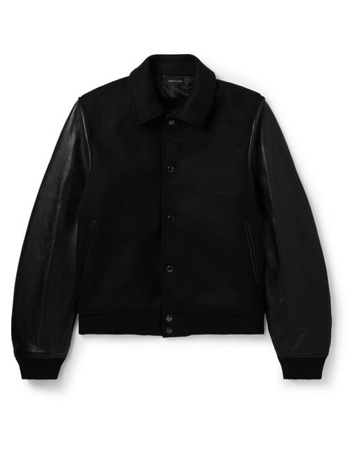 John Elliott Black Wool-blend And Leather Varsity Jacket for men
