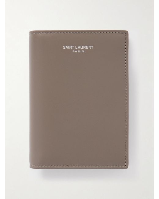Saint Laurent Brown Logo-Print Leather Bifold Wallet for men