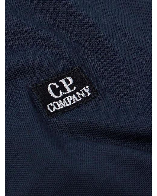 C P Company Tactic schmal geschnittenes Polohemd aus Piqué aus einer Baumwollmischung mit Logostickerei in Blue für Herren