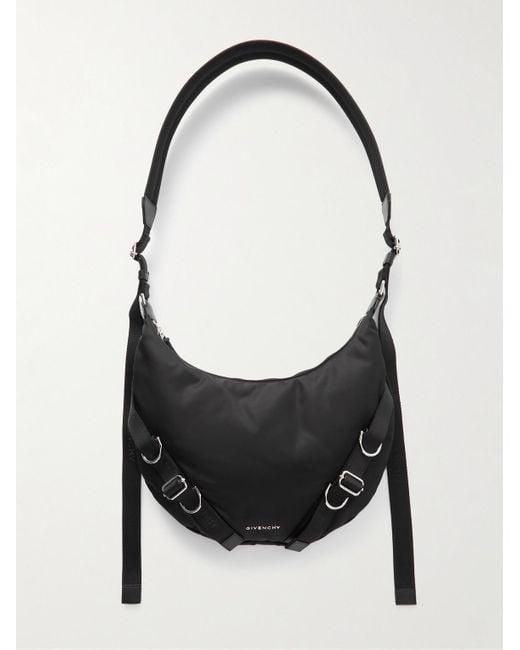 Givenchy Black Voyou Buckled Webbing-trimmed Padded Nylon Messenger Bag for men