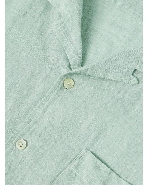 Camicia in lino con colletto convertibile Palm di Hartford in Green da Uomo