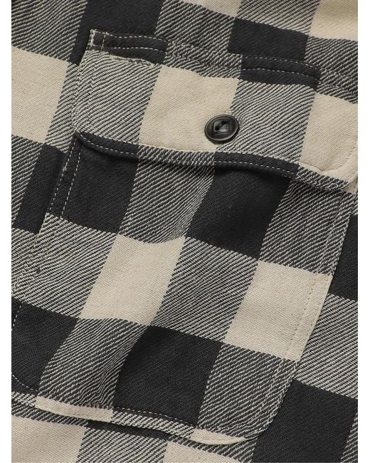 RRL Gray Matlock Checked Cotton And Linen-Blend Twill Shirt for men