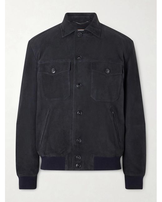 Canali Blue Suede Blouson Jacket for men