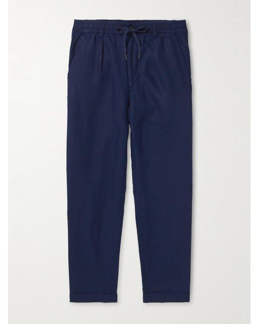 Pantaloni a gamba dritta in lino con coulisse di Polo Ralph Lauren in Blue da Uomo