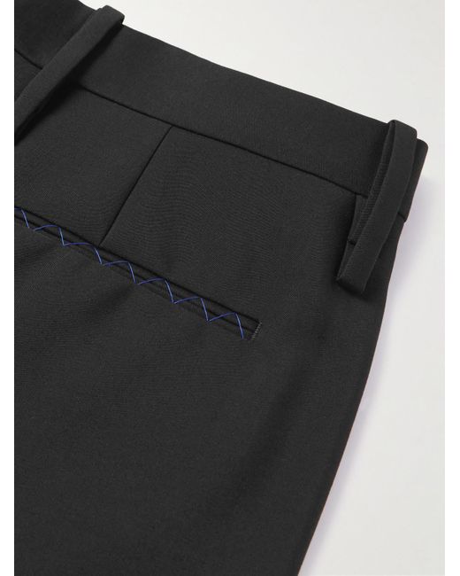 Pantaloni a gamba dritta in lana con logo di Burberry in Black da Uomo