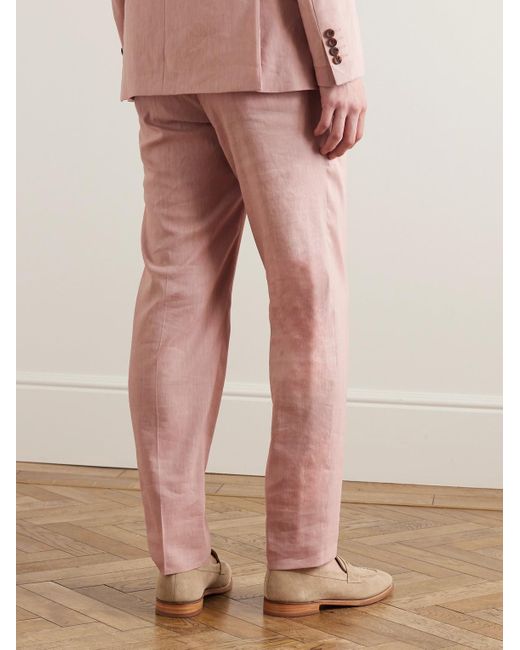 Richard James Pink Straight-leg Linen-blend Suit Trousers for men