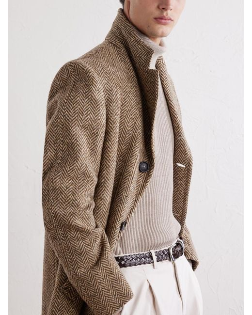 Massimo Alba Natural Mercury Herringbone Virgin Wool Coat for men