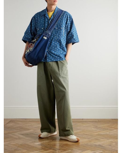 Kapital Blue Camp-Collar Cotton-Dobby Shirt for men