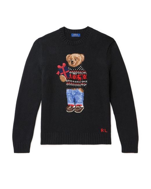 Polo Ralph Lauren Polo Bear-intarsia Cotton And Cashmere-blend Jumper X in  Blue for Men