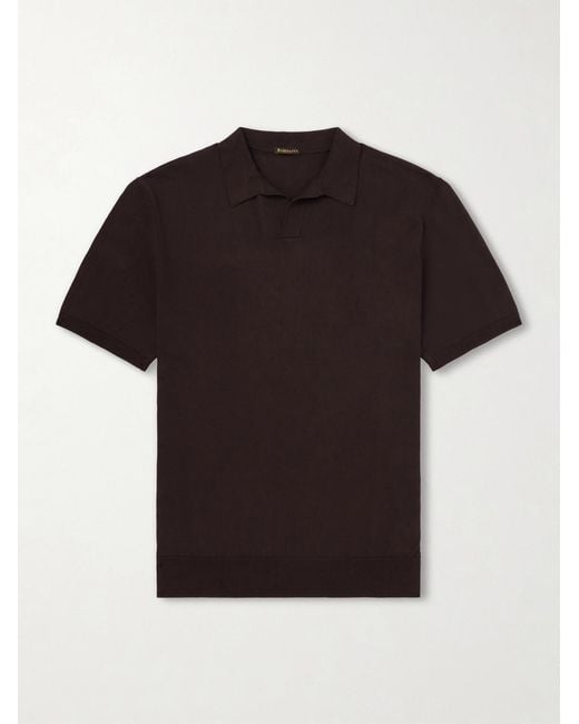 Rubinacci Black Cotton Polo Shirt for men