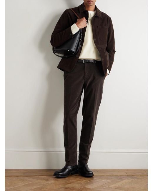 Altea Brown Dumbo Straight-leg Stretch-cotton Corduroy Trousers for men