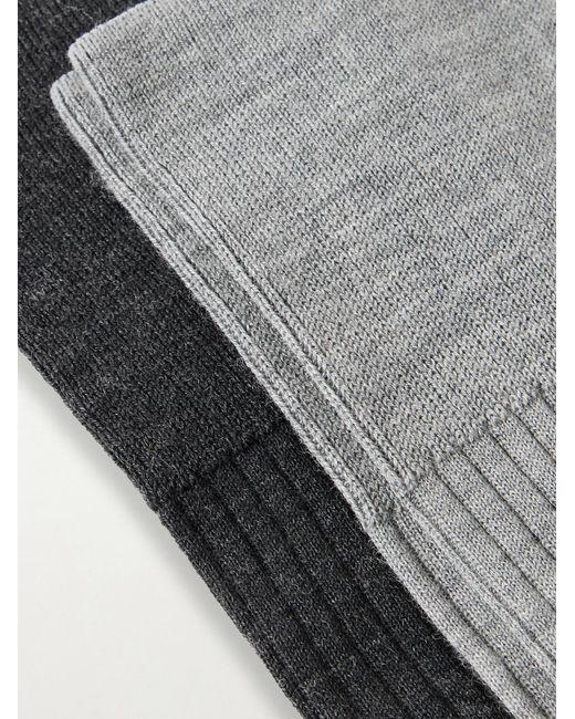 Falke White N7 Finest Two-Pack Ribbed Virgin Wool-Blend Socks for men