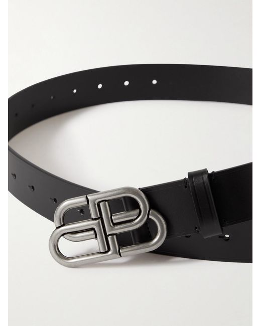 Balenciaga Black 3.5Cm Logo-Embellished Leather Belt for men