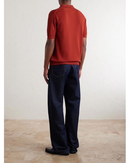 John Smedley Red Roth Sea Island Cotton Polo Shirt for men