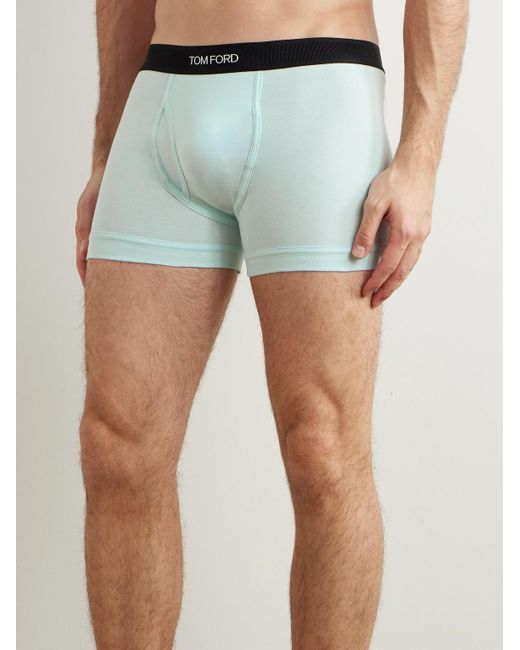 Tom Ford Blue Stretch-Cotton Boxer Briefs for men