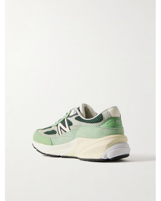 New Balance Green 990V6 Leather-Trimmed Suede And Mesh Sneakers for men