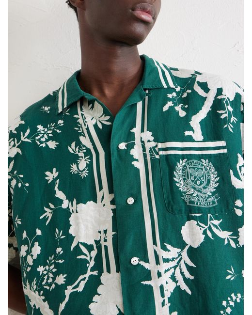 Polo Ralph Lauren Green Wimbledon Printed Linen And Silk-Blend Shirt for men