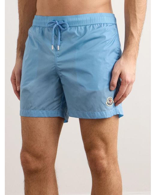 Moncler Blue Straight-leg Mid-length Logo-appliquéd Swim Shorts for men