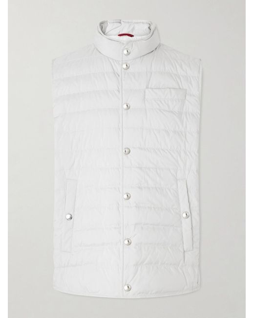Brunello Cucinelli White Quilted Shell Down Gilet for men