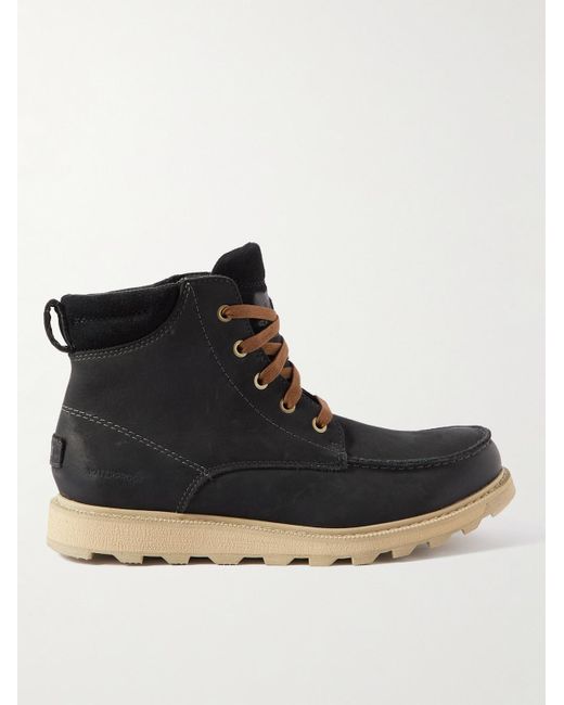 Sorel Black Madson Ii Suede-trimmed Leather Boots for men