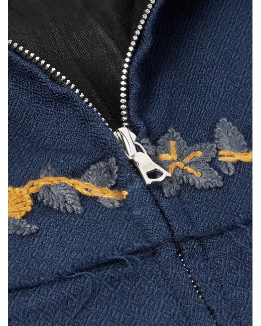 Kartik Research Blue Embroidered Wool Jacket for men