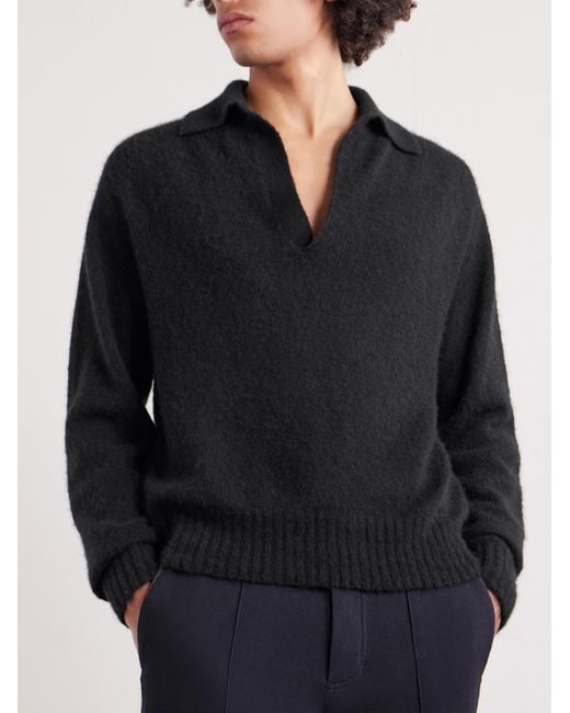 Tom Ford Blue Cashmere And Silk-blend Polo Sweater for men