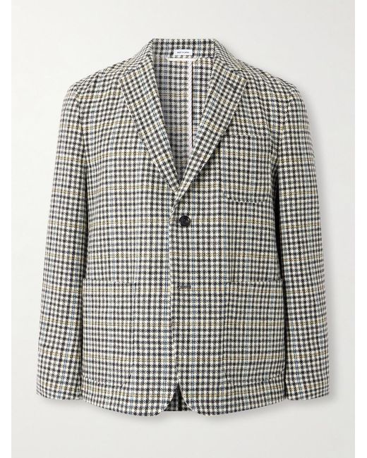 Thom Browne Gray Unstructured Checked Houndstooth Wool-tweed Blazer for men