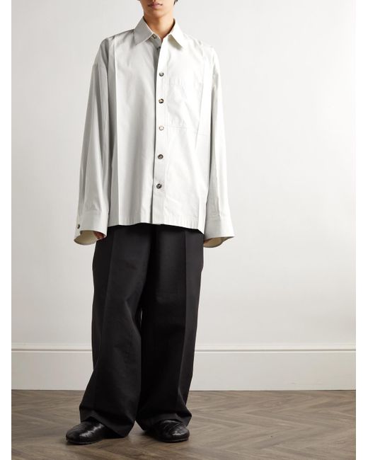 Overshirt oversize in cotone di Bottega Veneta in White da Uomo