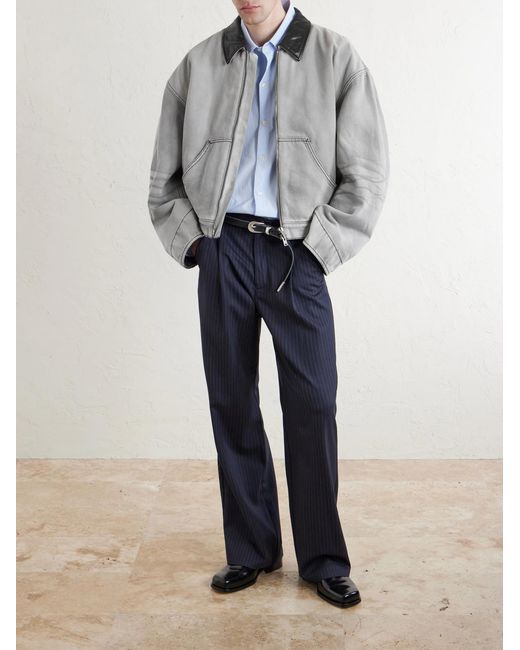 Acne Gray Cotton Leather-trimmed Jacket for men