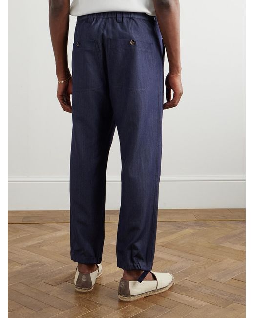 Brunello Cucinelli Blue Straight-leg Virgin Wool-blend Trousers for men