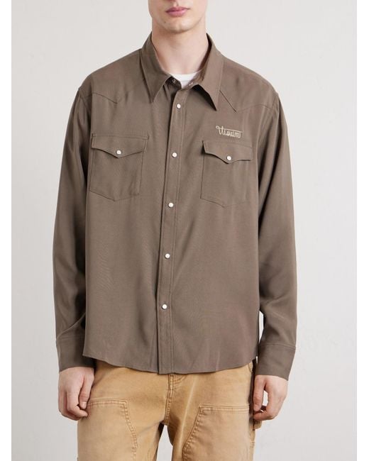 Visvim Natural Four Corners Logo-Embroidered Canvas Western Shirt for men