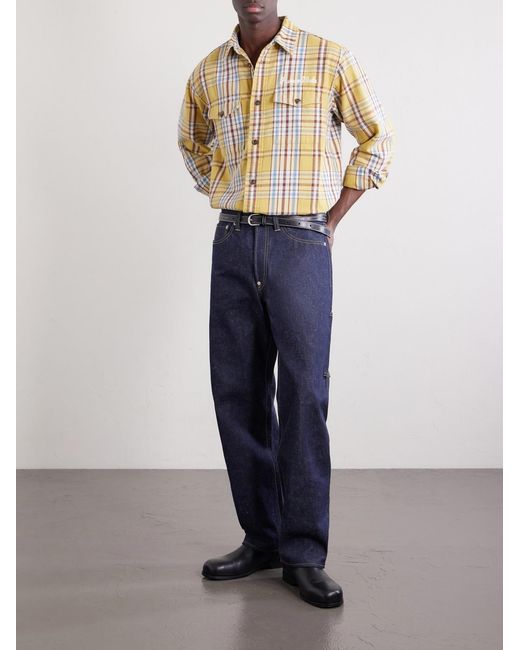 Human Made Metallic Logo-embroidered Checked Cotton-flannel Shirt for men